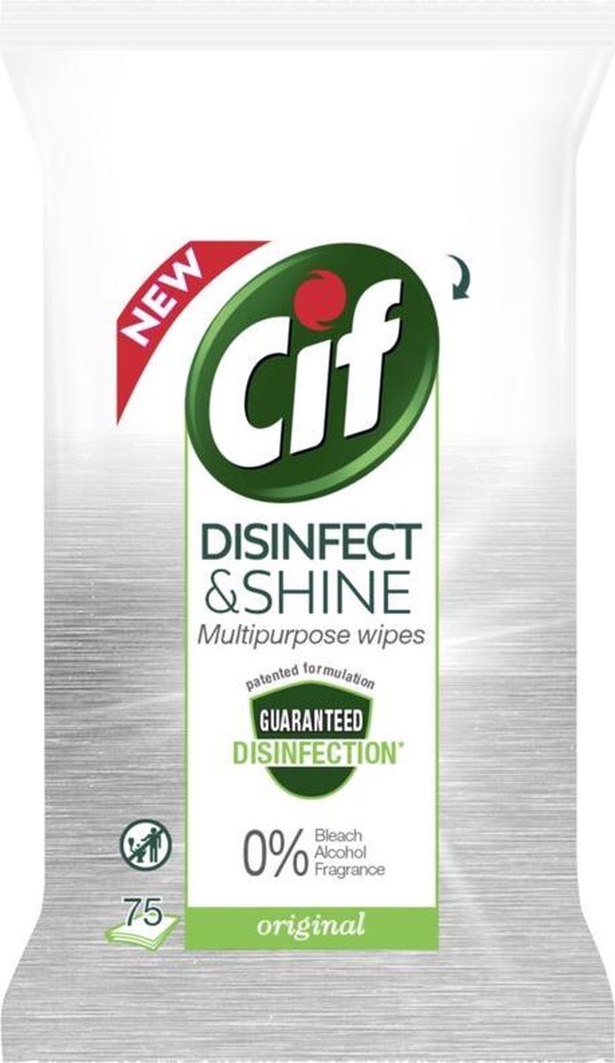 Cif Disinfect & Shine Original Wipes 75 stuks