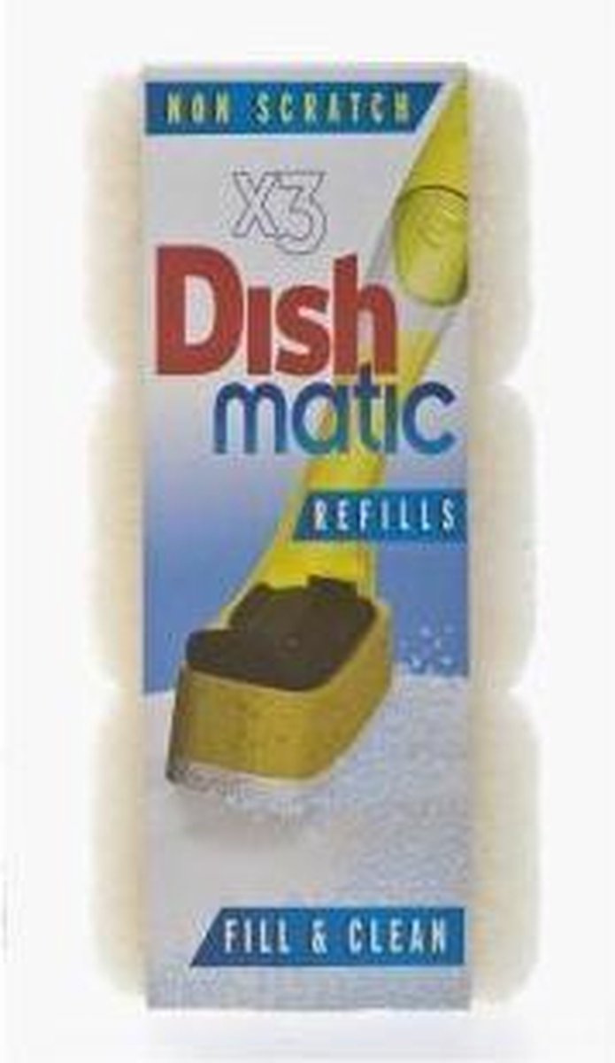 Dishmatic Schuursponsjes Krasvrij Navulling | 3 Stuks |Afwasborstel Met Zeep Dispenser
