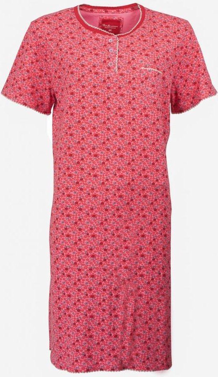 Tenderness Dames Nachthemd gebloemd rood Maten: S