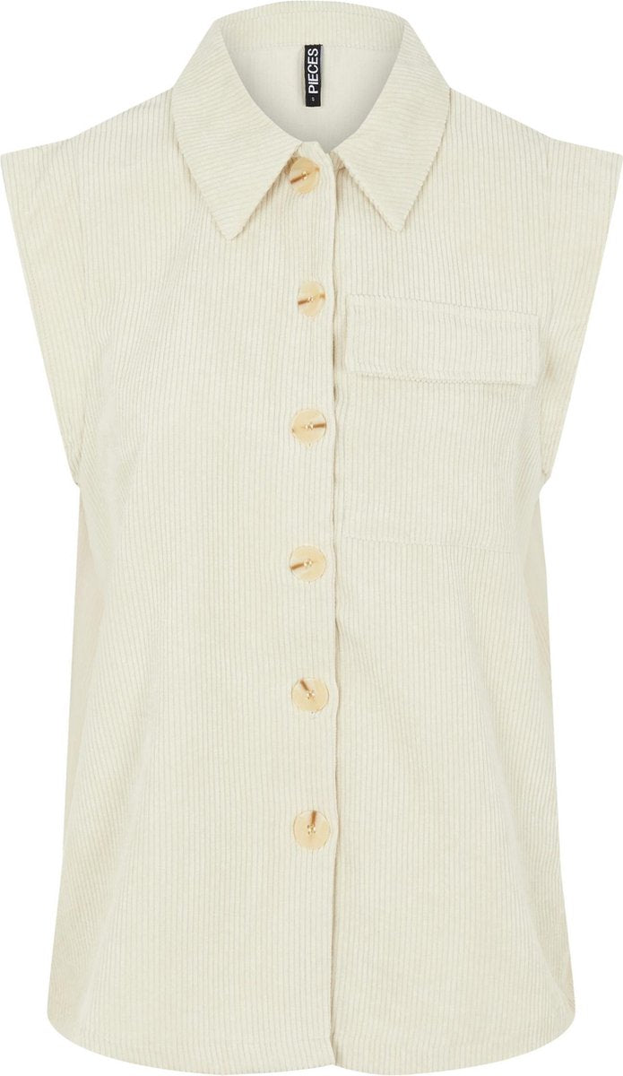 Pieces PCOSSY LOOSE VEST White Peper Dames Top - Maat XS