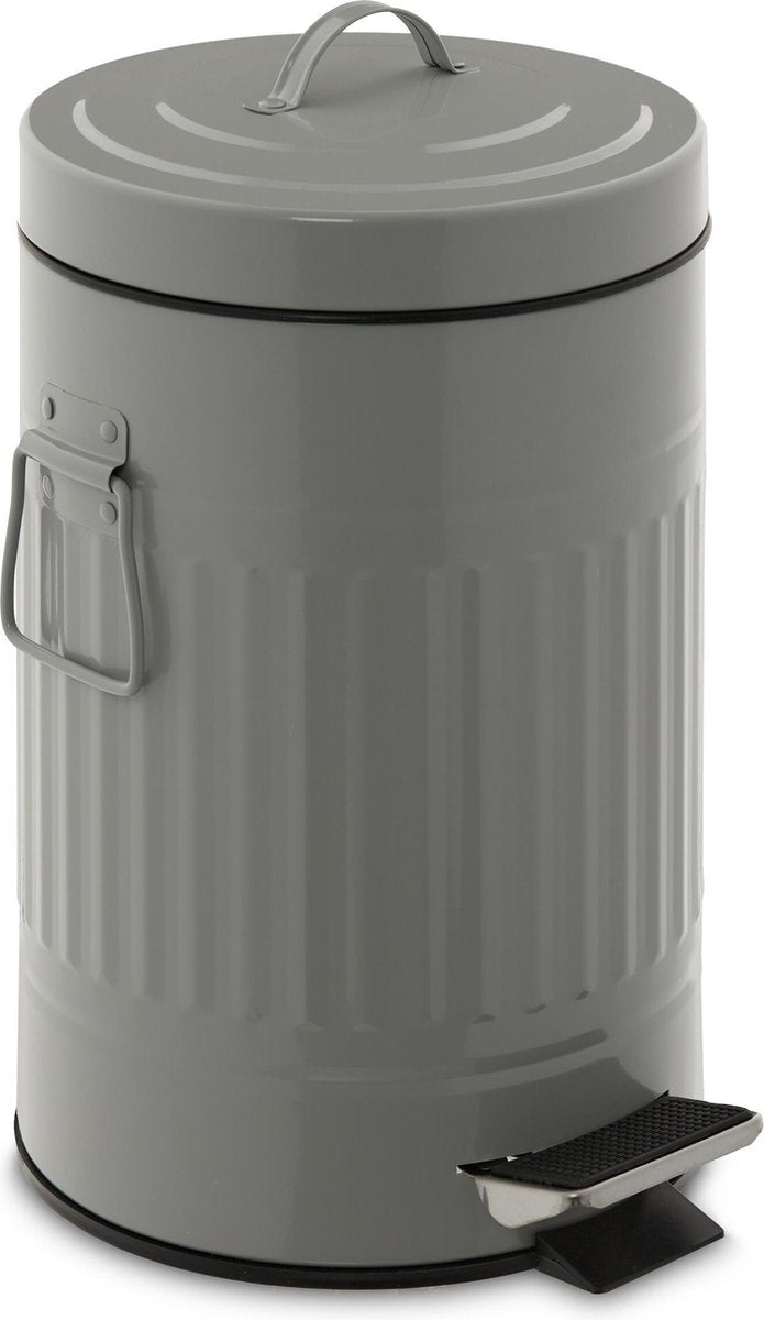 relaxdays pedaalemmer metaal - prullenbak met deksel - afvalbak - vuilnisbak - 7 liter Lichtgrijs