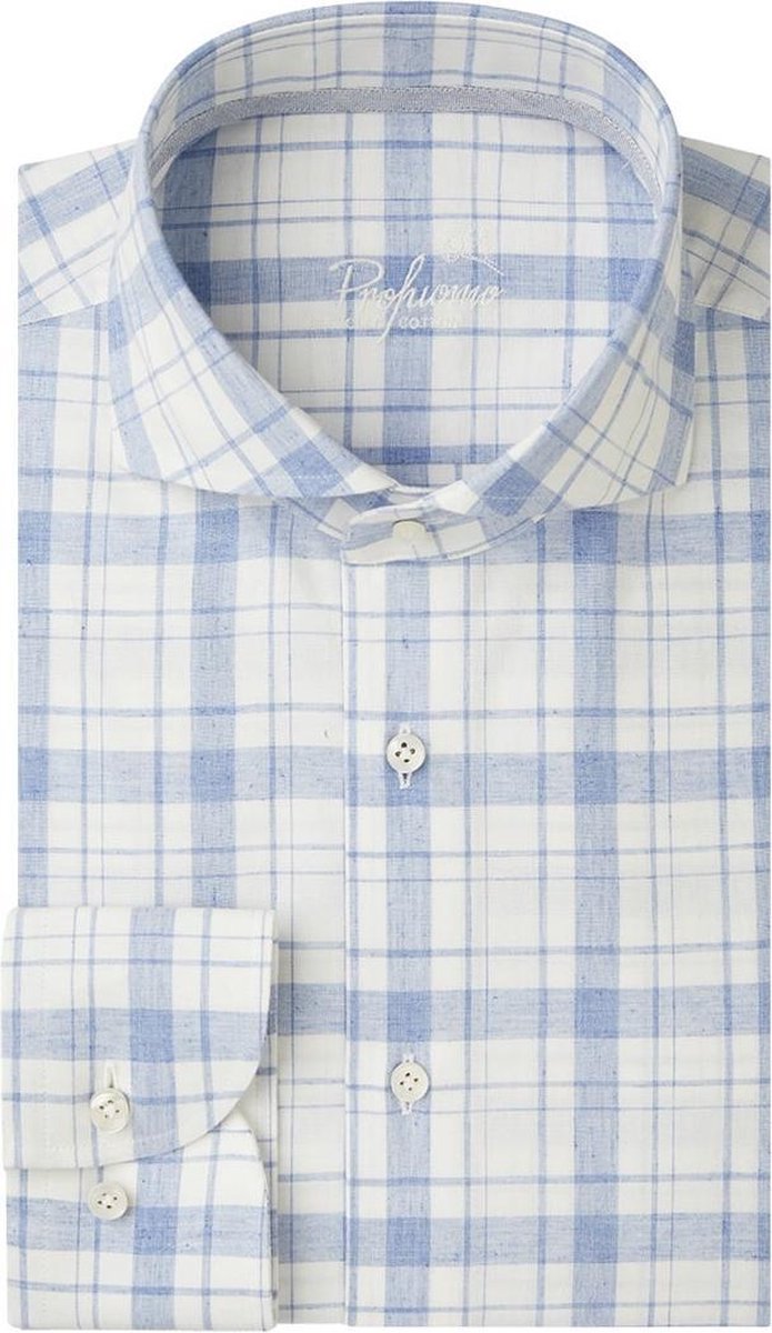 Overhemd Profuomo Slim Fit blauw geruit