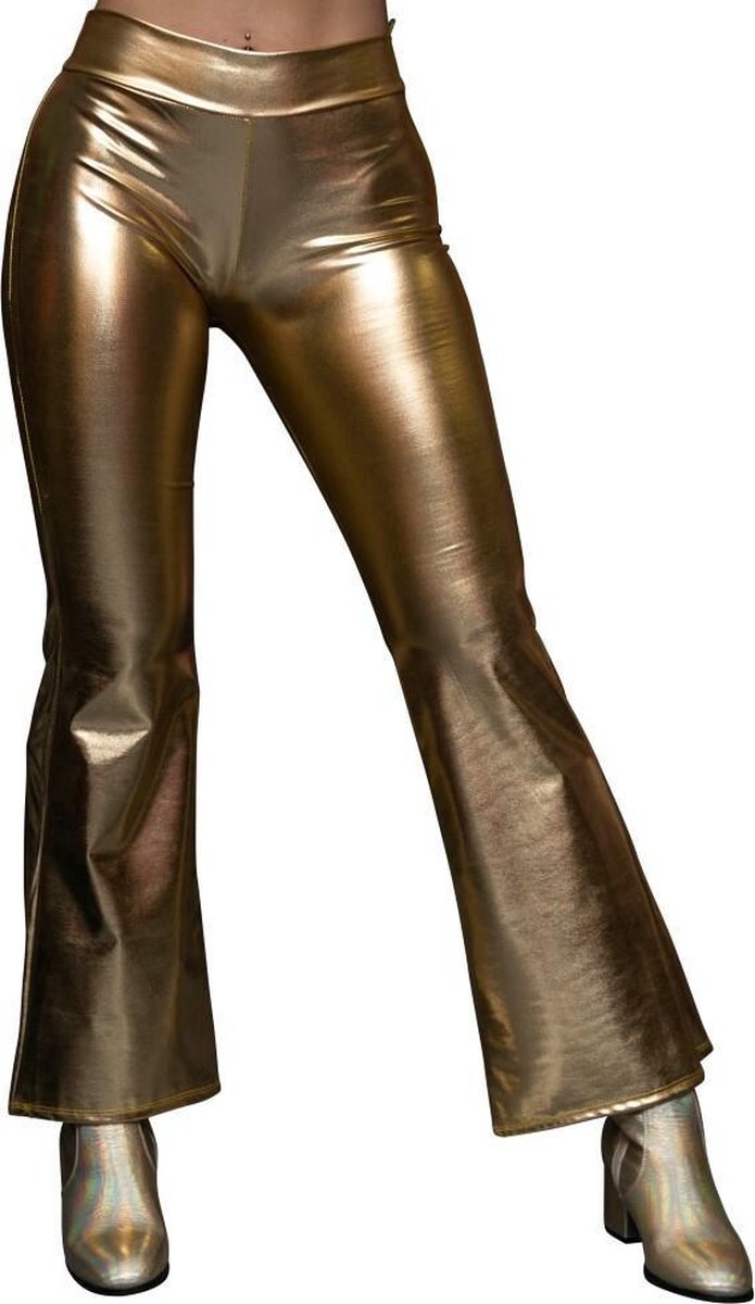 Glanzende disco legging - goud - flare legging - ballet - dans legging - hiphop - carnaval - jaren 70 - jaren 86