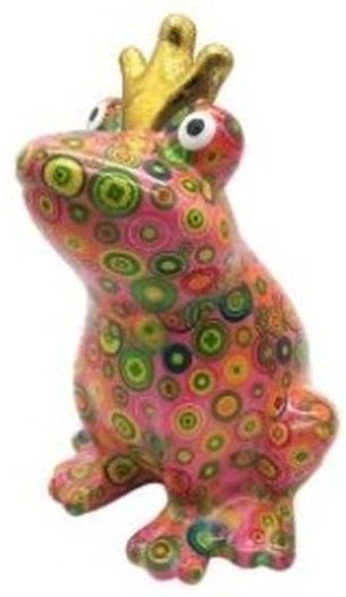Spaarpot kikker met kroontje roze 22 cm