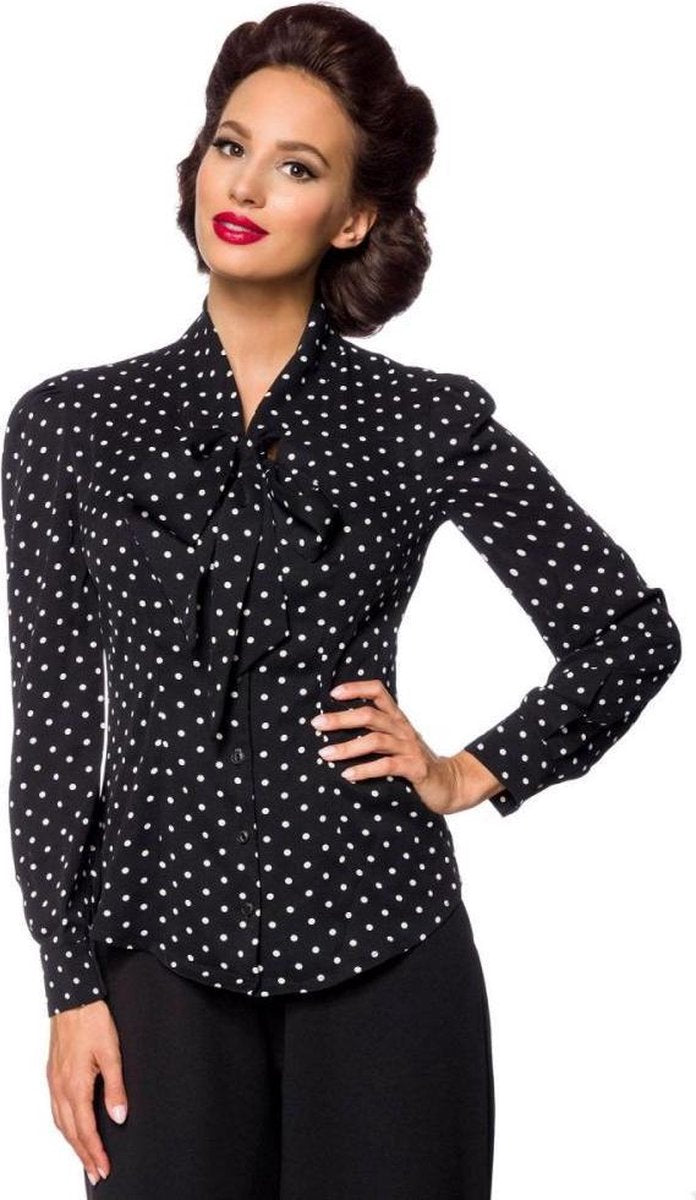 Belsira Blouse -3XL- Vintage Zwart/Wit