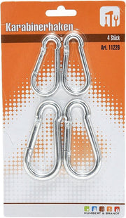4x stuks karabijnhaak / karabijnhaken - 6 cm / 8 cm - snaphooks/ carabiners