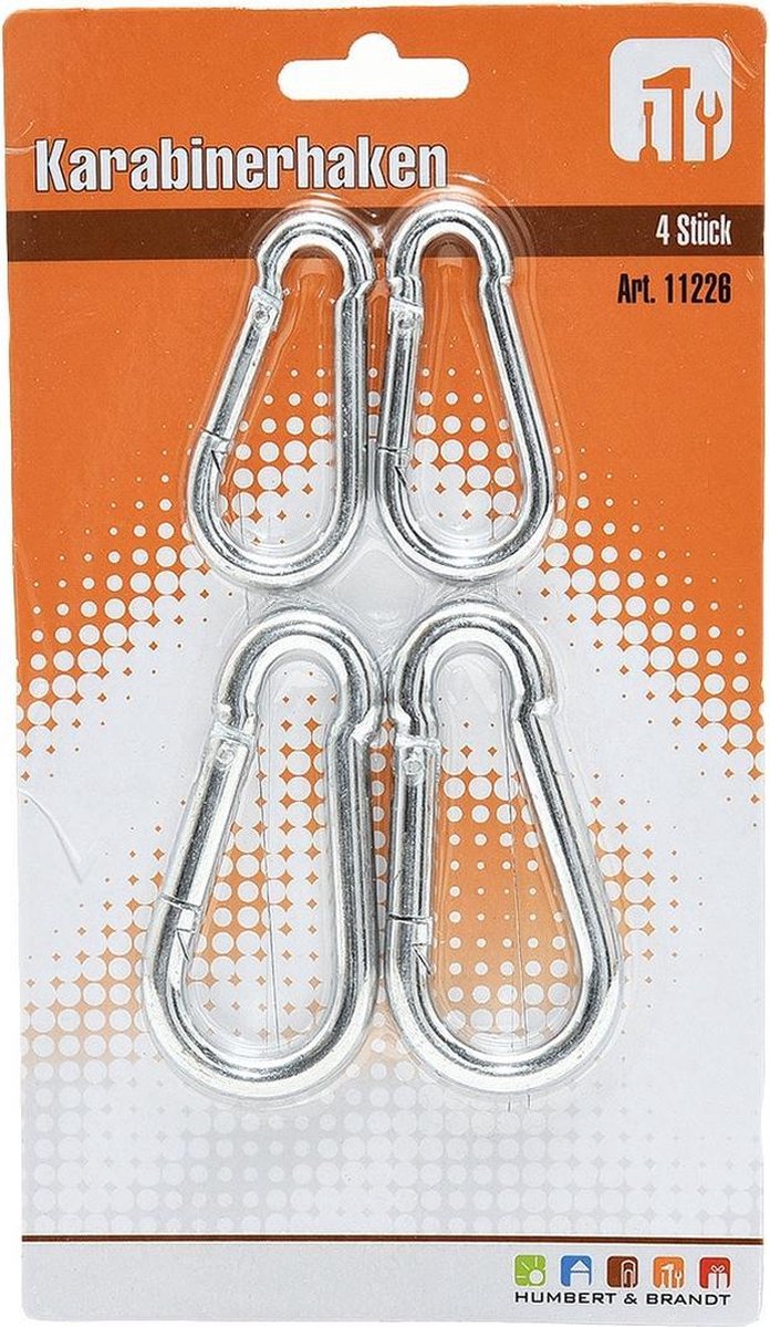 4x stuks karabijnhaak / karabijnhaken - 6 cm / 8 cm - snaphooks/ carabiners