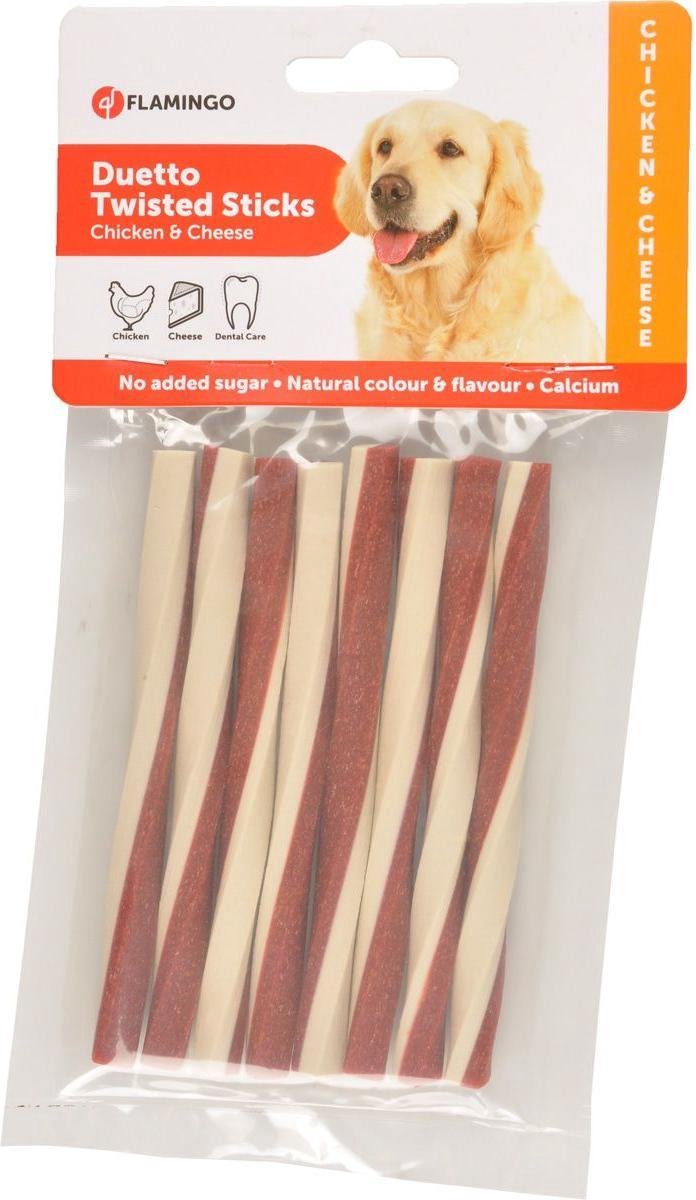 Flamingo Hondensnack Duetto Twist Sticks Kip & Kaas - 12.5 cm
