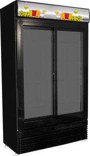 Professionele glasdeur koelkast | Zwart | 780 L | 2 schuifdeuren | getint glas | Combisteel | 7455.1398 | Horeca