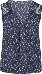 Cassis - Top met bloemenprint - Marineblauw