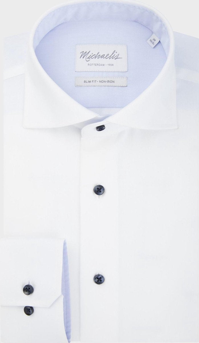 Wit twill shirt van Michaelis met subtiele details-boordmaat: 40