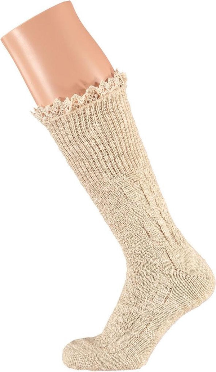 Tiroler sokken met kant multi beige (maat 35-38)