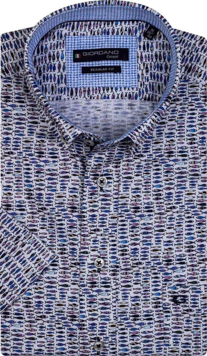 Giordano 106014 Casual overhemd met korte mouwen - Maat M - Heren