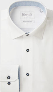 Wit heavy twill overhemd met details van Michaelis-boordmaat: 45