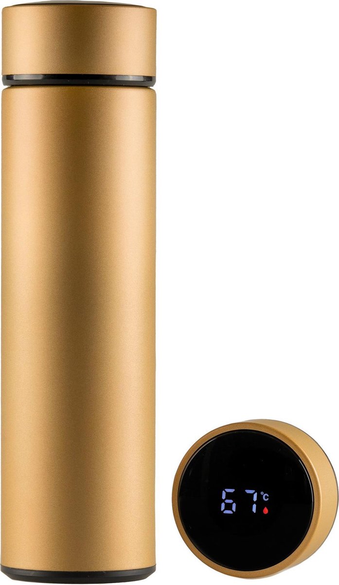 Sareva Thermosfles Met Temperatuurdisplay Goud 0.5 Liter