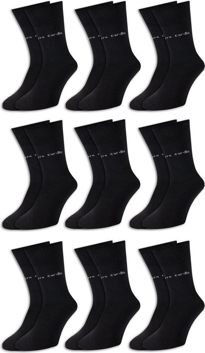 9 Paar Pierre Cardin® Herensokken met hoog gehalte aan katoen - zwart - 39/42