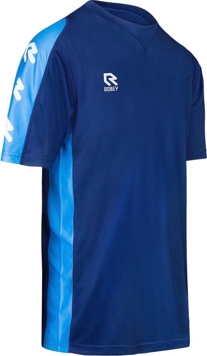 Robey Performance Shirt voetbalshirt kinderen korte mouwen (maat 152) - Navy/Sky Blue