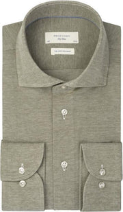 Knitted overhemd Profuomo pique mercerised groen