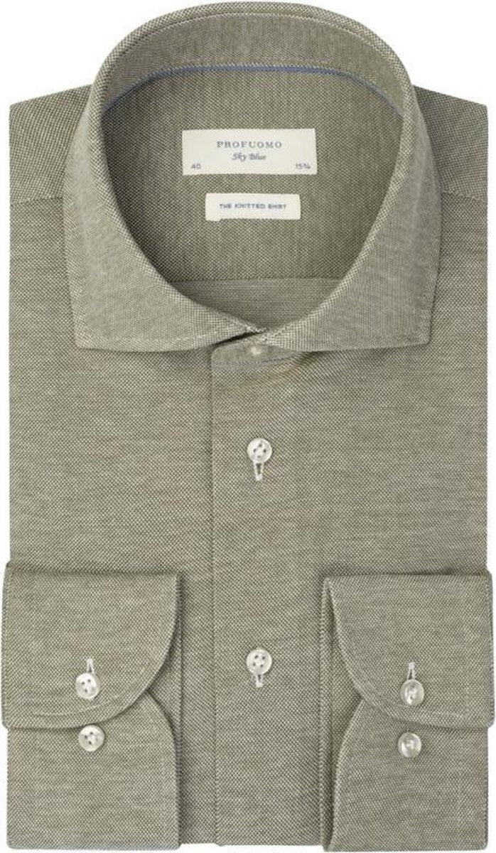 Knitted overhemd Profuomo pique mercerised groen