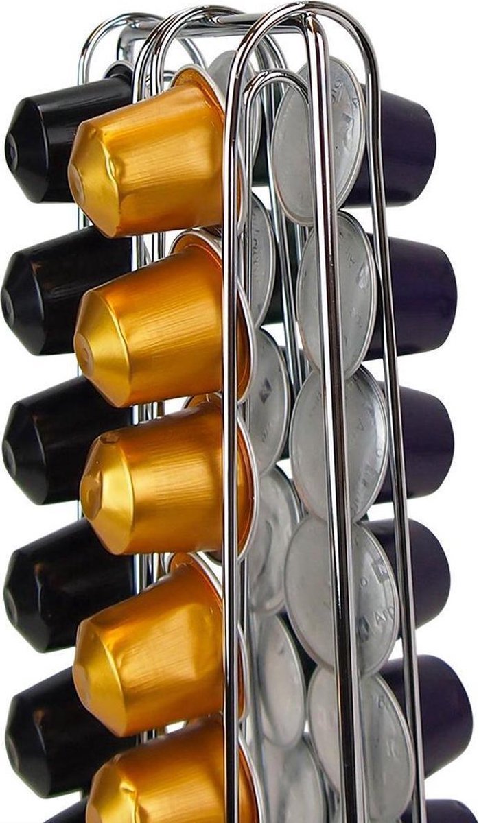 5Five - Capsulehouder voor Koffiecups en Capsules - Espresso - 32 Cups - Zilver