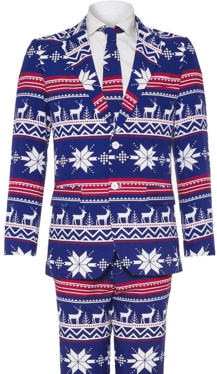 OppoSuits The Rudolph - Mannen Kostuum - Blauw - Kerst - Maat 48