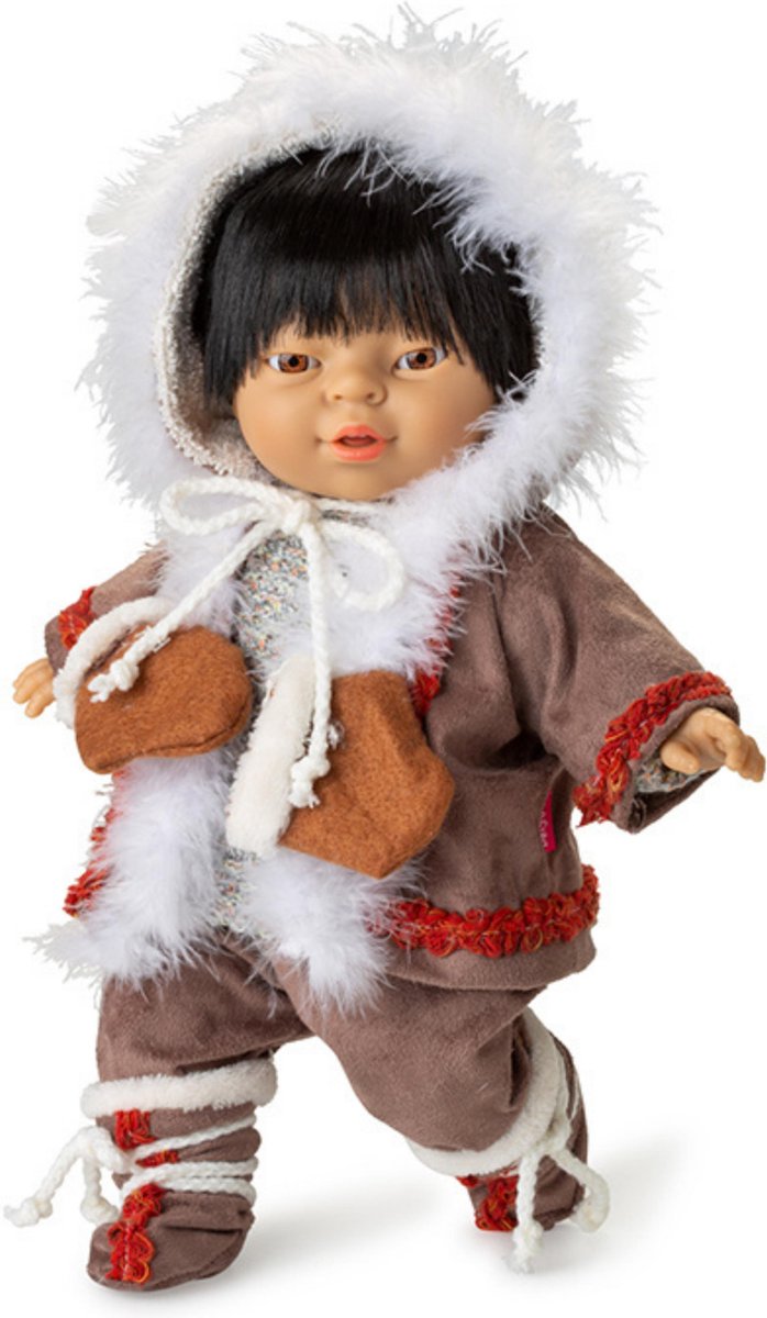 Berjuan babypop Friends of The World 38 cm meisjes bruin/wit