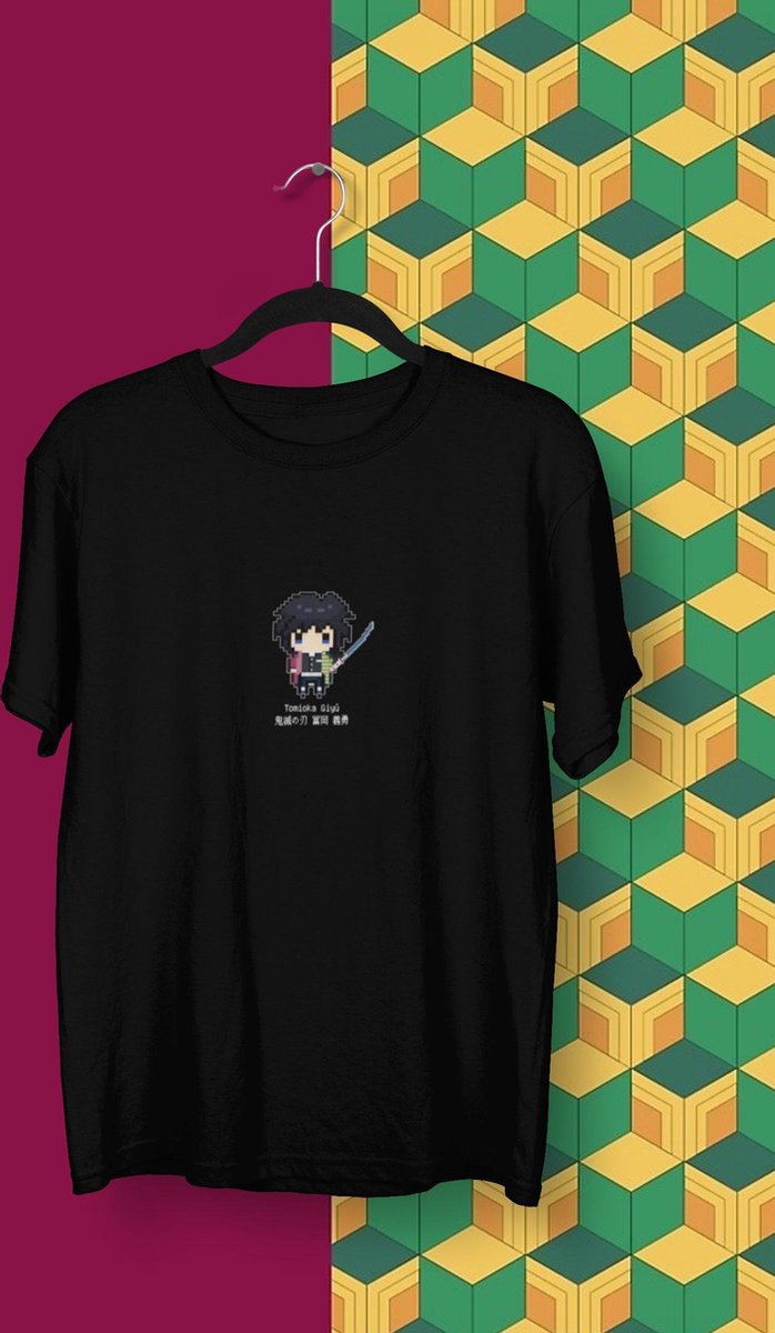 Demon Slayer Kimetsu No Yaiba Giyu Ten Pillars | Pixel Art | Anime Manga Merchandise | Fan Art Unisex Zwart Maat M