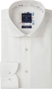 Profuomo Slim Fit  overhemd - wit twill - Strijkvrij - Boordmaat: 41