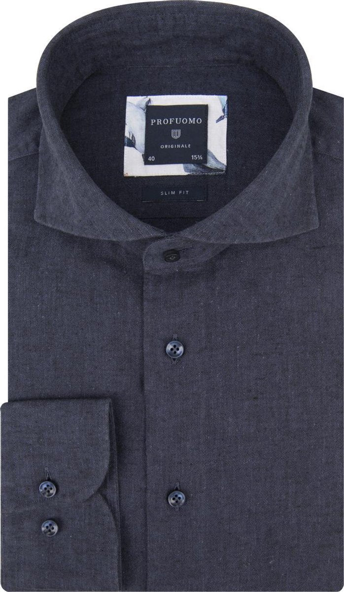 Donkerblauw overhemd Profuomo Originale Slim Fit