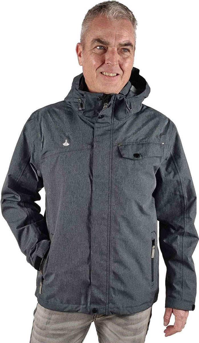 BJØRNSON Regenjas Zomerjas Waterdicht Heren Grijs Melange - Maat 2XL - BJARNE