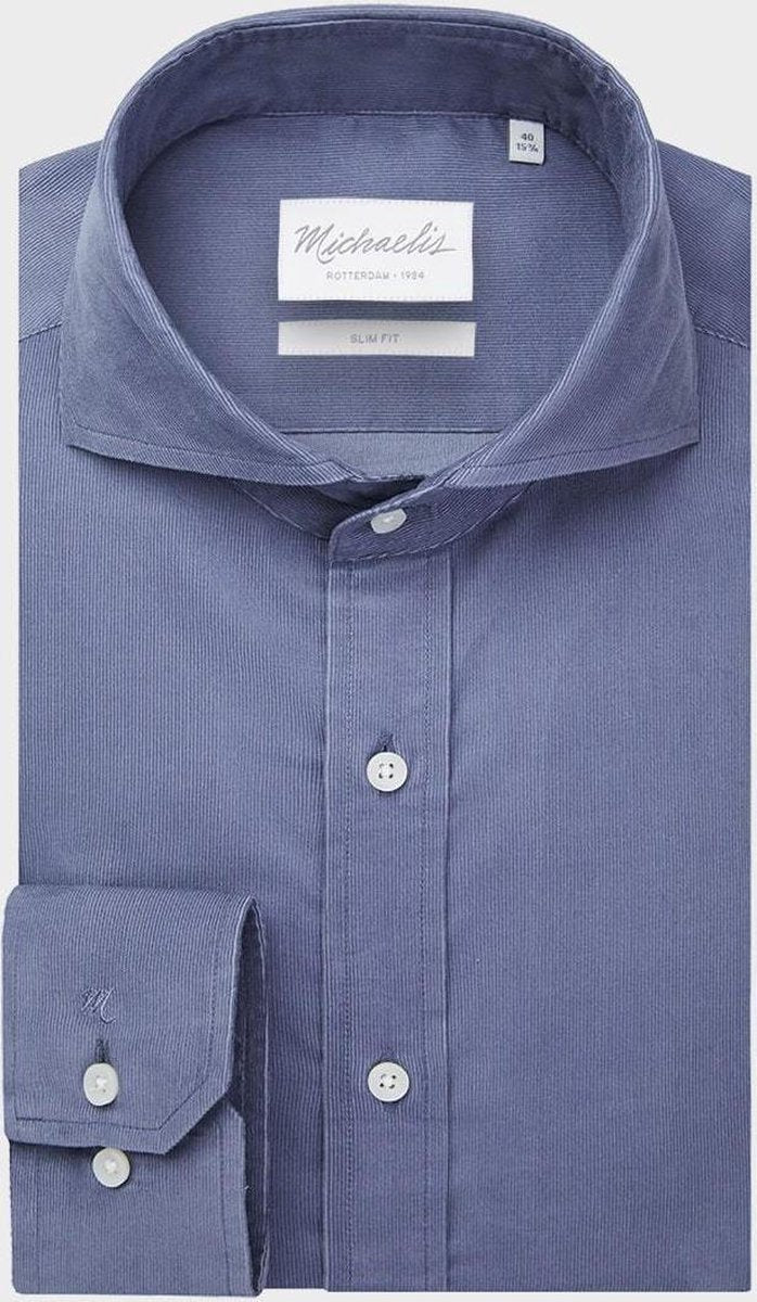Blauw corduroy Michaelis overhemd-boordmaat: 40