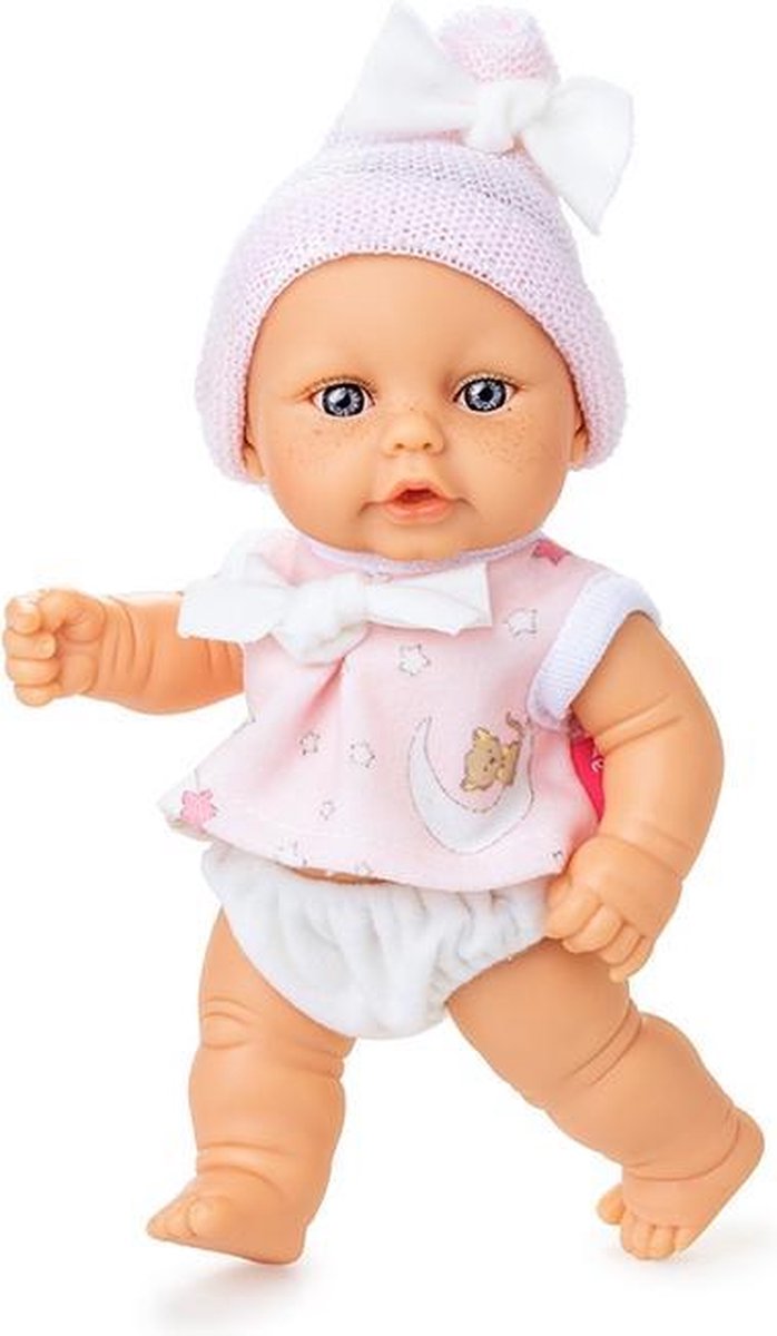 Berjuan Babypop Mini Baby 20 Cm Meisjes Wit/roze