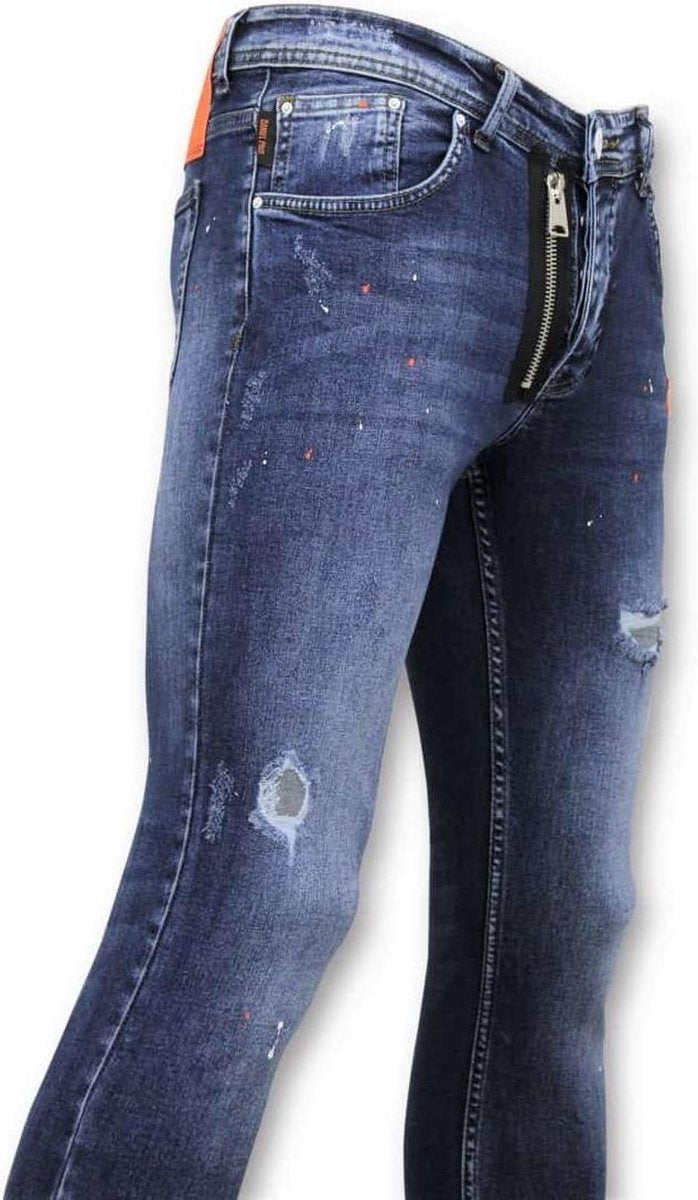 TRUE RISE Stoere Jeans met Paint Drops - Skinny Fit Mannen - A18D - Blauw - Maten: 32