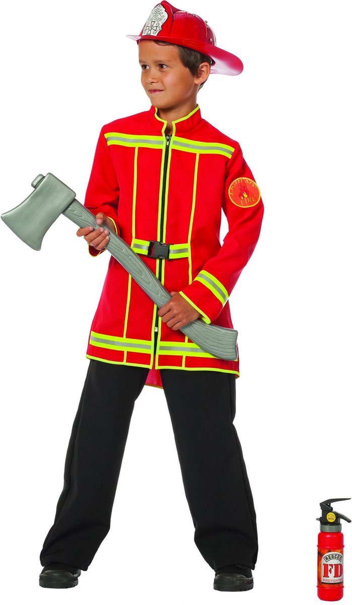 Carnavalskleding Brandweer jas jongen rood Maat 164