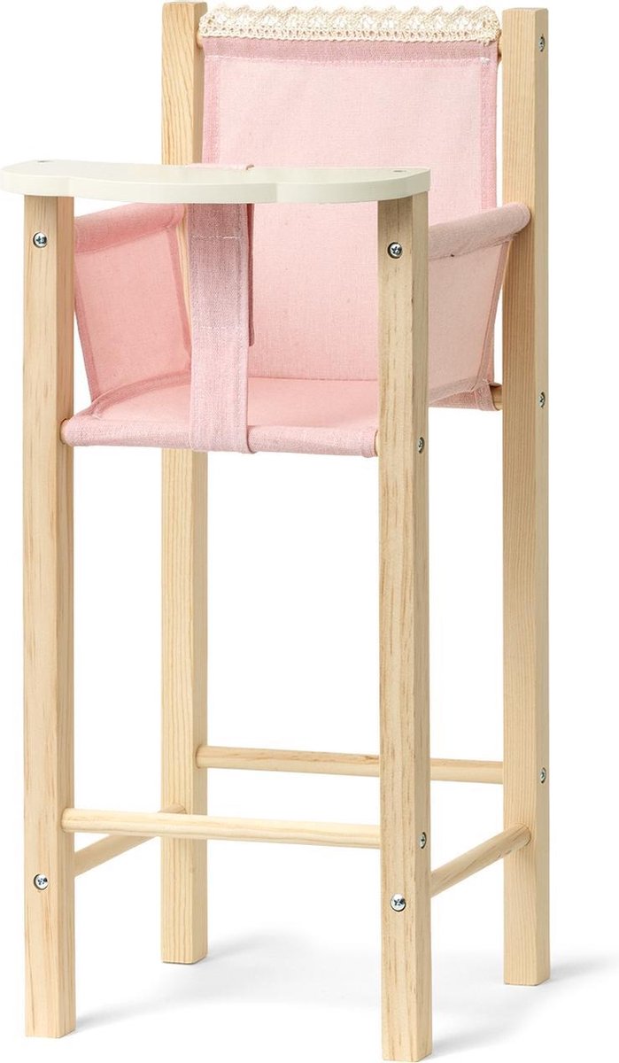 Houten Poppenstoel blank/roze