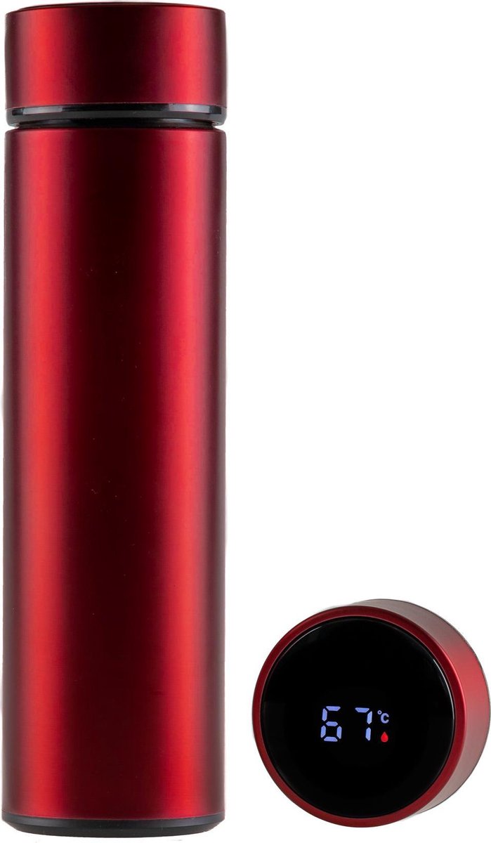 Sareva Thermosfles Met Temperatuurdisplay Rood 0.5 Liter