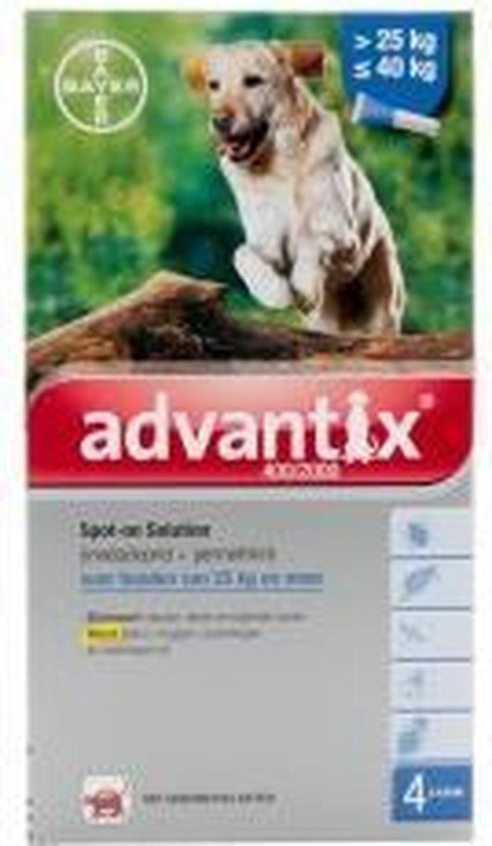 Advantix 400/2000 - Hond - 25 tot 40 kg - 6 pipetten x 4 ml