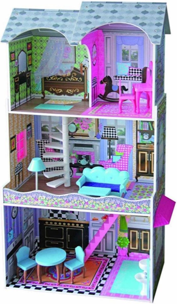 Poppenhuis met 10 meubels