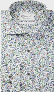 Vrolijk Michaelis poplin shirt met details van gekleurde bladeren-boordmaat: 41