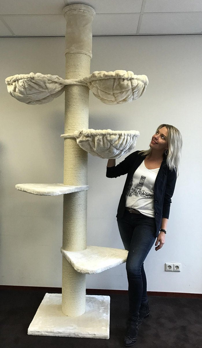Krabpaal Maine Coon Tower PLUS Beige plafondpaal voor grote katten van RHRQuality