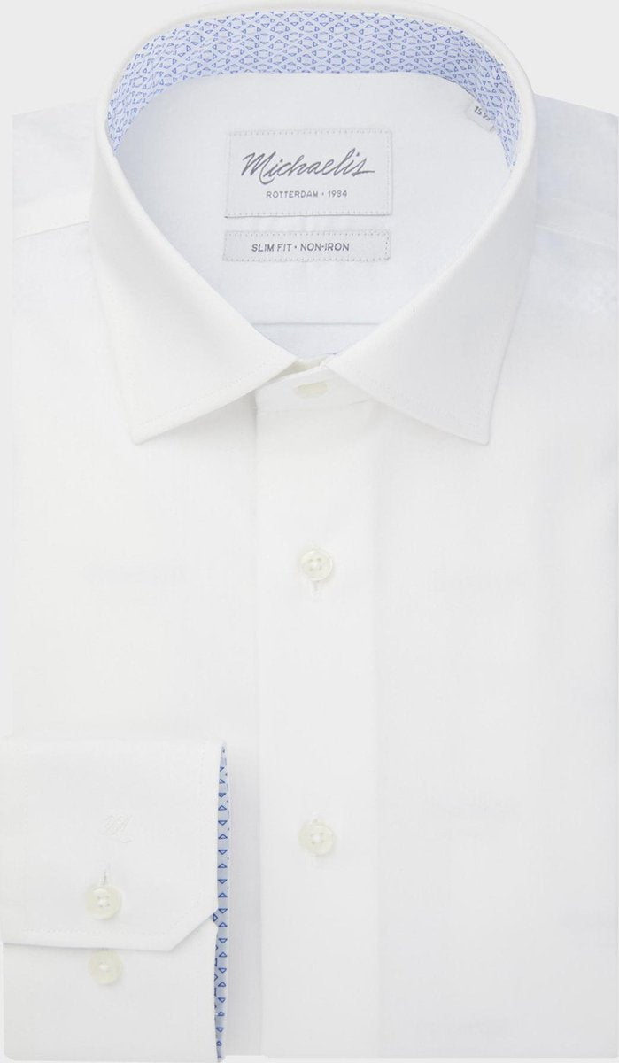 Wit twill Michaelis shirt met patroon in boord-boordmaat: 45