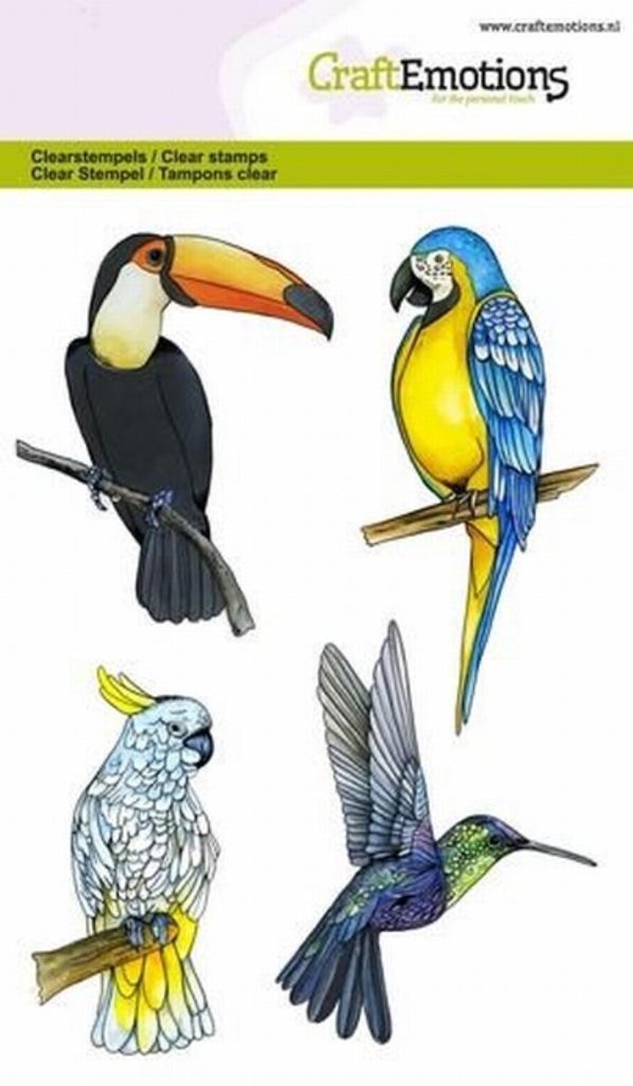 CraftEmotions clearstamps A6 - tropische vogels