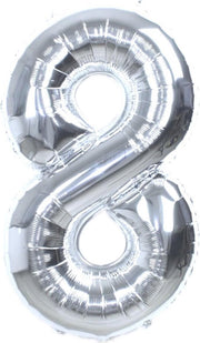 Folie Ballon Cijfer 8 Jaar Zilver 86Cm Verjaardag Folieballon Met Rietje