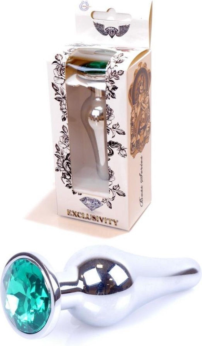 Butt plug - Anaal plug -Jawellery Silver BUTT PLUG- Green