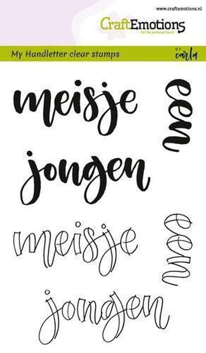 CraftEmotions clearstamps A6 -  handletter - meisje jongen (NL) Carla Kamphuis