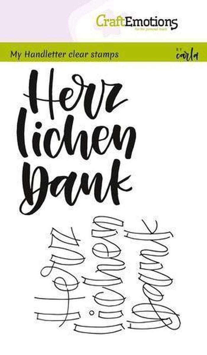 CraftEmotions clearstamps A6 - handletter - Herzlichen Dank (DE) Carla Kamphuis
