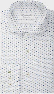 Michaelis poplin shirt met vrolijk gekleurde bolletjes-boordmaat: 37
