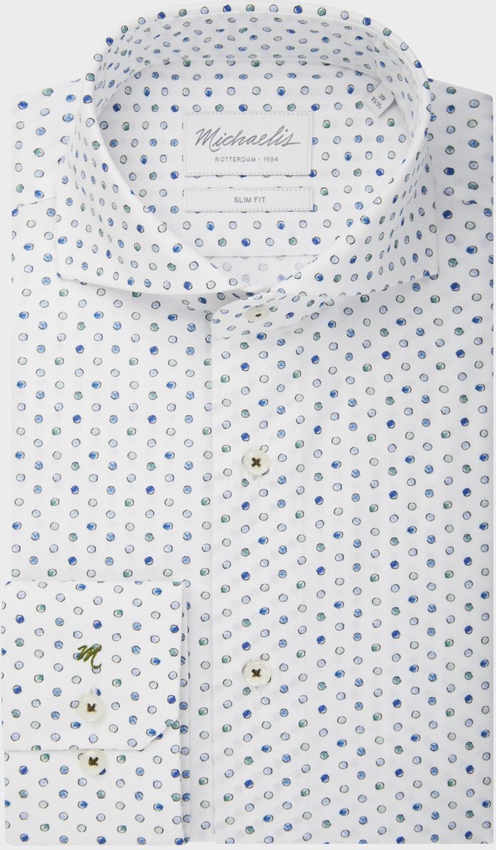 Michaelis poplin shirt met vrolijk gekleurde bolletjes-boordmaat: 37