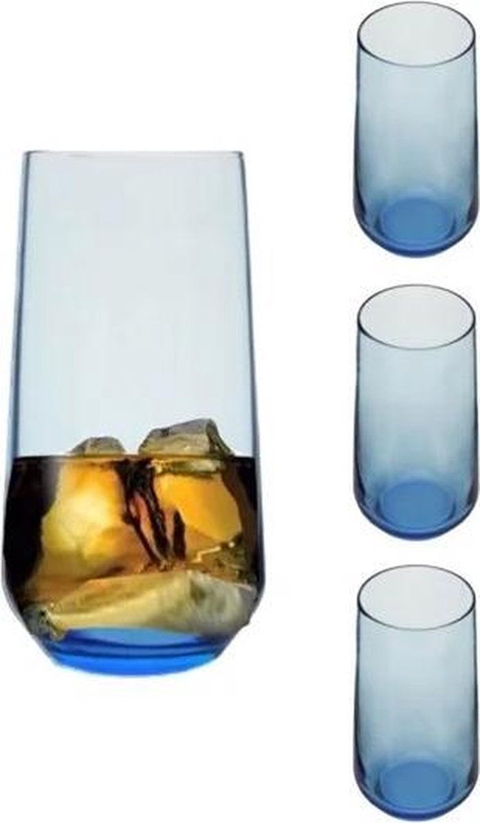 Pasabahce llegra - Blauwe Longdrinkglazen - Set van 3 -  470 ml