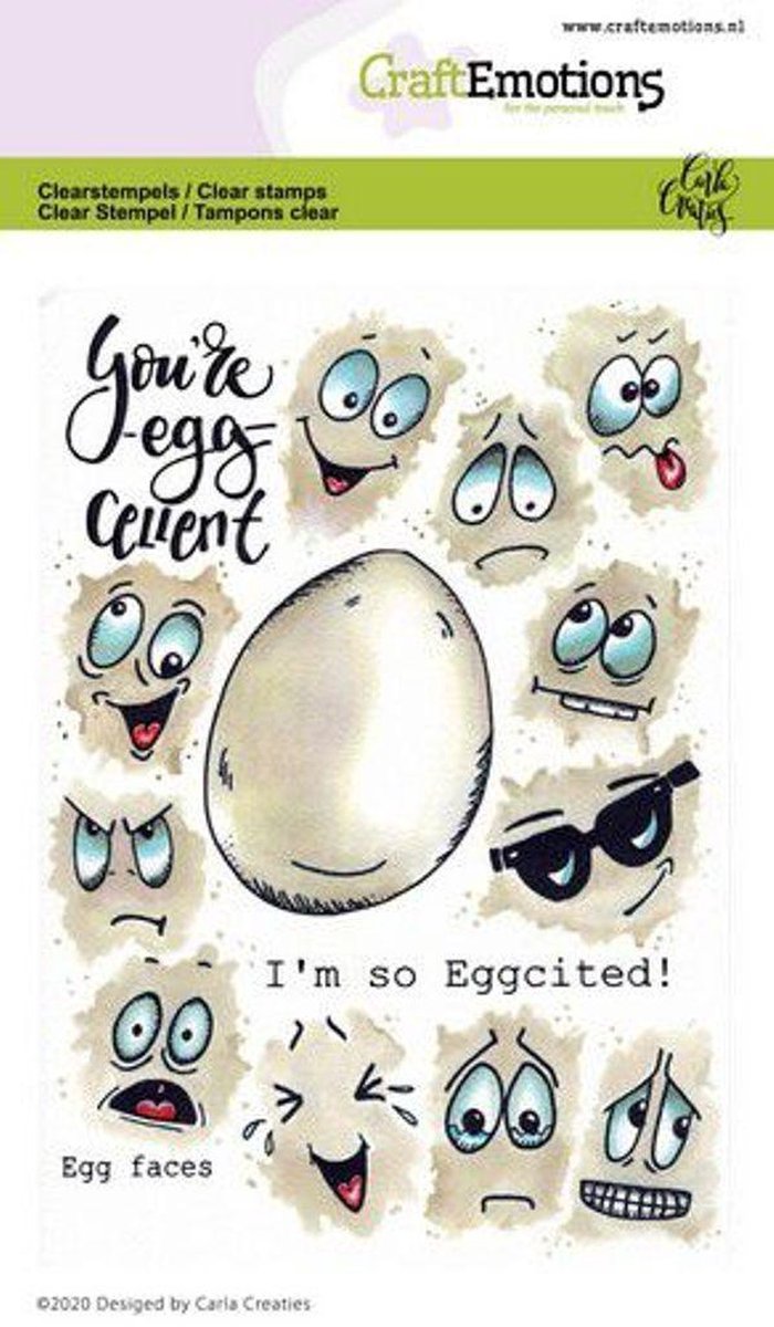 CraftEmotions clearstamps A6 - Egg faces Carla Creaties